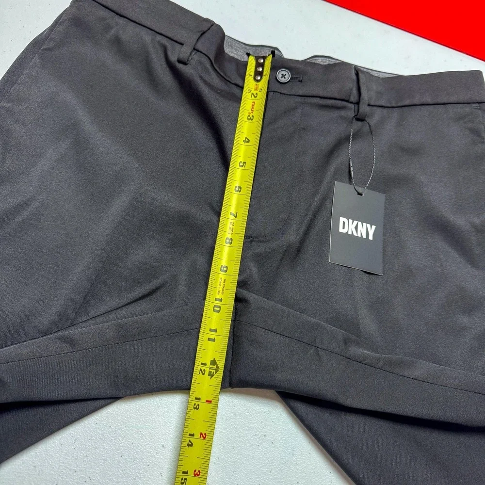 DKNY Dress Pants Mens 34 Black‎ Stretch Skinny Fit Flat Front 36x29 NEW $70